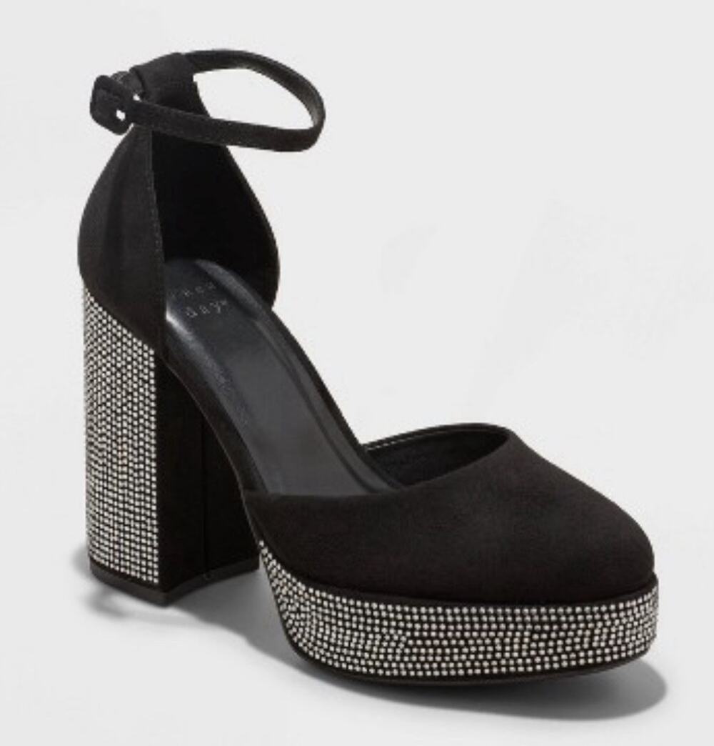 A New Day Women's Noir Rhinestone Platform Heels Black, Size 8